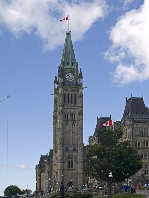 Ottawa Peace Tower seen from the east, Canada