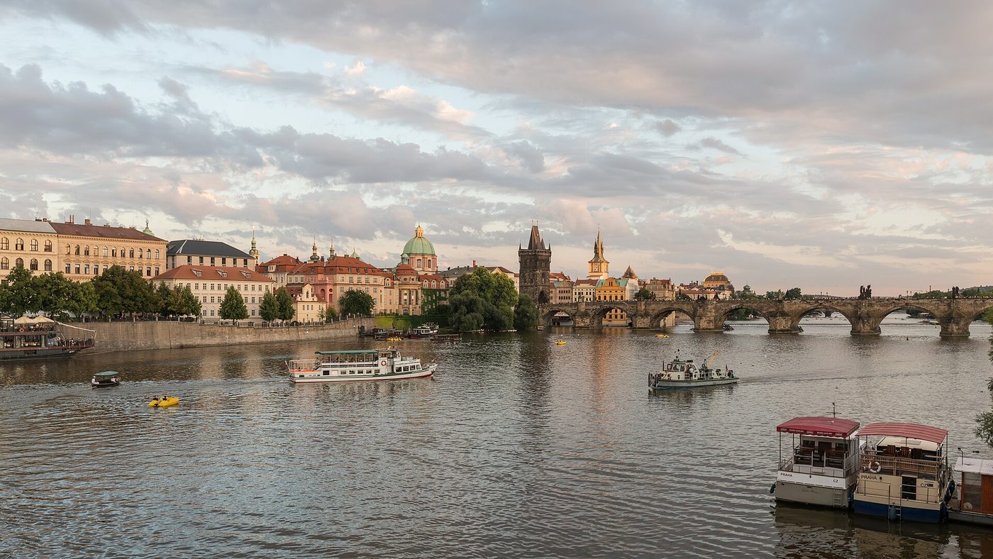 North view of Charles Bridge from Mánesův most, Prague, Czechia