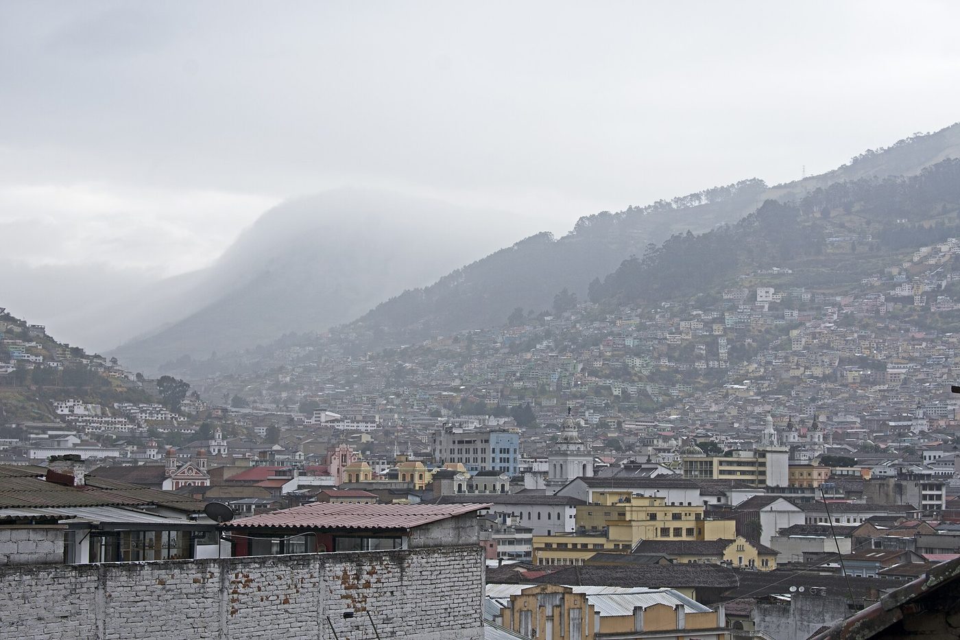 Quito Panorama of the historic center from Casa Bella Vista, Ecuador