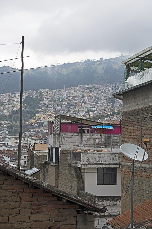 Quito Panorama of the historic center from Casa Bella Vista, Ecuador
