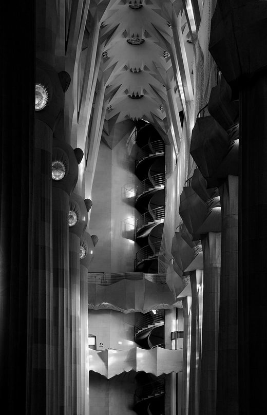 Sagrada Familia March 2015-19bw, Spain