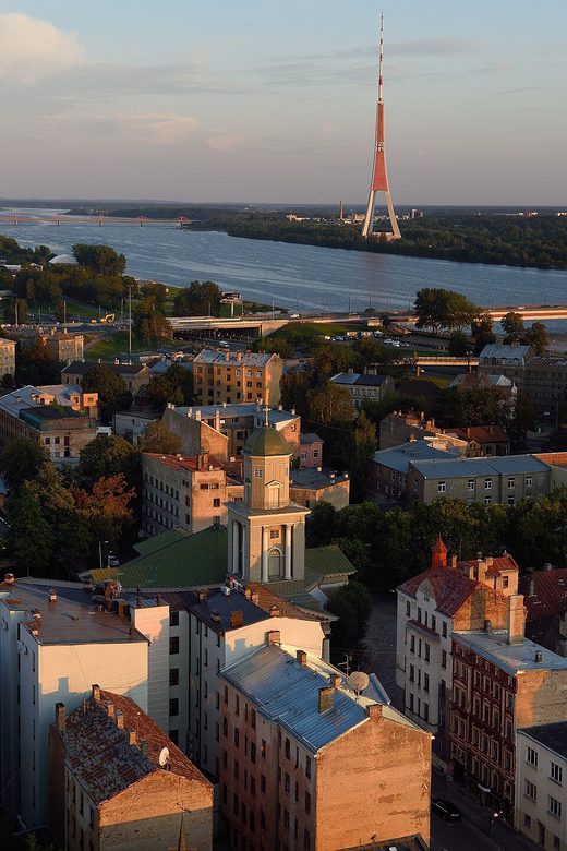 Daugava River and Riga Radio and Television Tower, Latvia