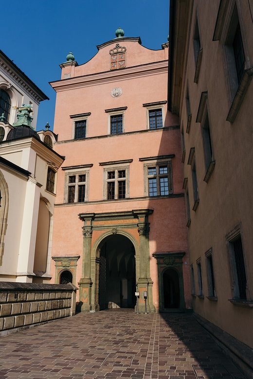 Pink gate at Wawel Castle, Krakow, Poland