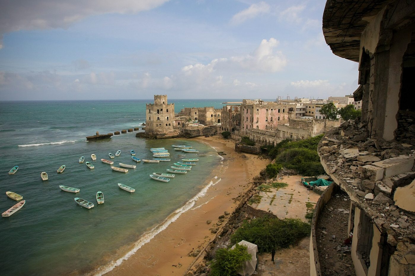 View of Mogadishu fishing harbour from the Aruba Hotel, Somalia