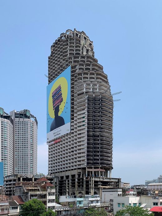 Sathorn Unique Tower Bangkok abandoned skyscraper April2021, Thailand